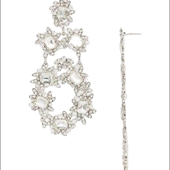 NWT Aqua chandelier statement wedding evening event crystal earrings - Picture 1 of 10